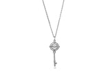 Womens Sterling Silver 925 Dancing Diamond Round Key Necklace