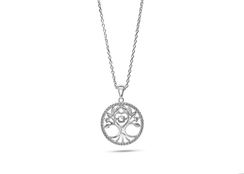 Womens Sterling Silver 925 Dancing Diamond Tree of Life Necklace - Medi Safe by Arabesques Jewels 
