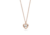 Womens Sterling Silver 925 Dancing Diamond Heart Necklace in Rose Gold