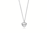 Womens Sterling Silver 925 Dancing Diamond Heart Necklace