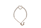 Womens Sterling Silver & CZ Heart Tennis Bracelet in Rose Gold
