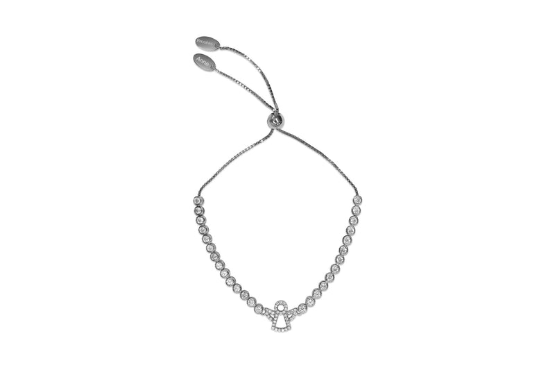 Womens Sterling Silver 925 & CZ Angel Tennis Bracelet - Medi Safe by Arabesques Jewels 