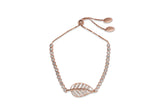 Womens Sterling Silver & CZ Leaf Tennis Bracelet in Rose Gold - Medi Safe by Arabesques Jewels 