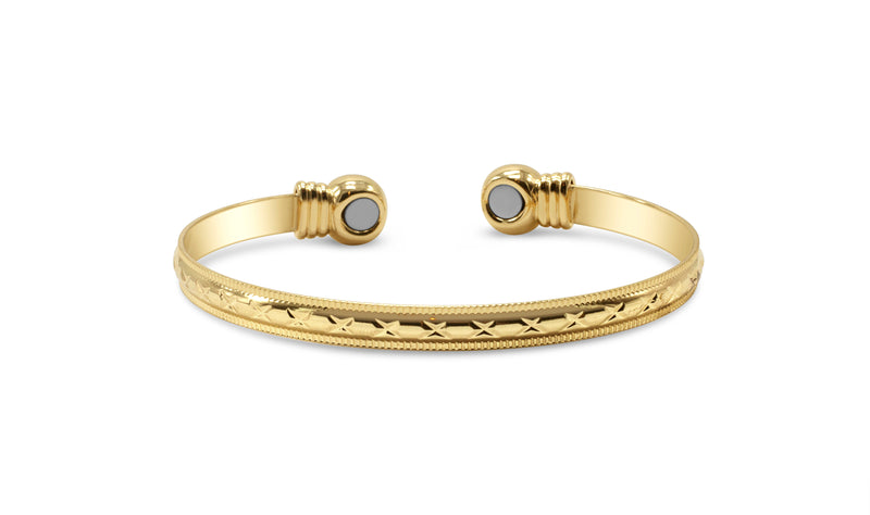 Womens Gold Kisses Copper Magnetic Bangle - Medi Safe by Arabesques Jewels 