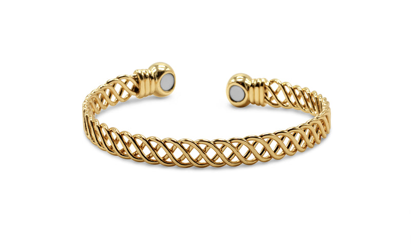 Womens Mesh Copper Magnetic Bangle in Gold - Medi Safe by Arabesques Jewels 