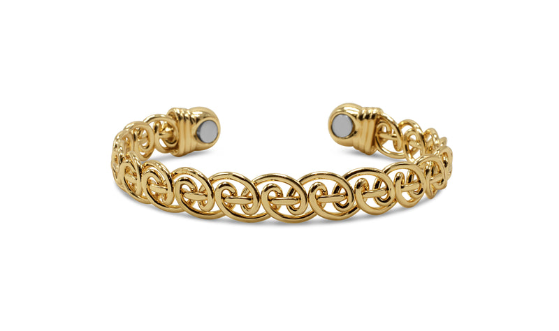 Womens Lace Design Copper Magnetic Bangle in Gold - Medi Safe by Arabesques Jewels 
