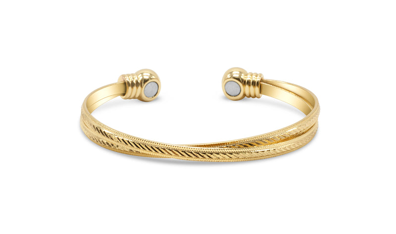 Womens Crossover Copper Magnetic Bangle in Gold - Medi Safe by Arabesques Jewels 