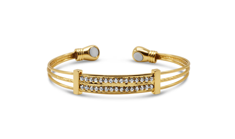 Womens Crystal Set Copper Bangle in Gold - Medi Safe by Arabesques Jewels 
