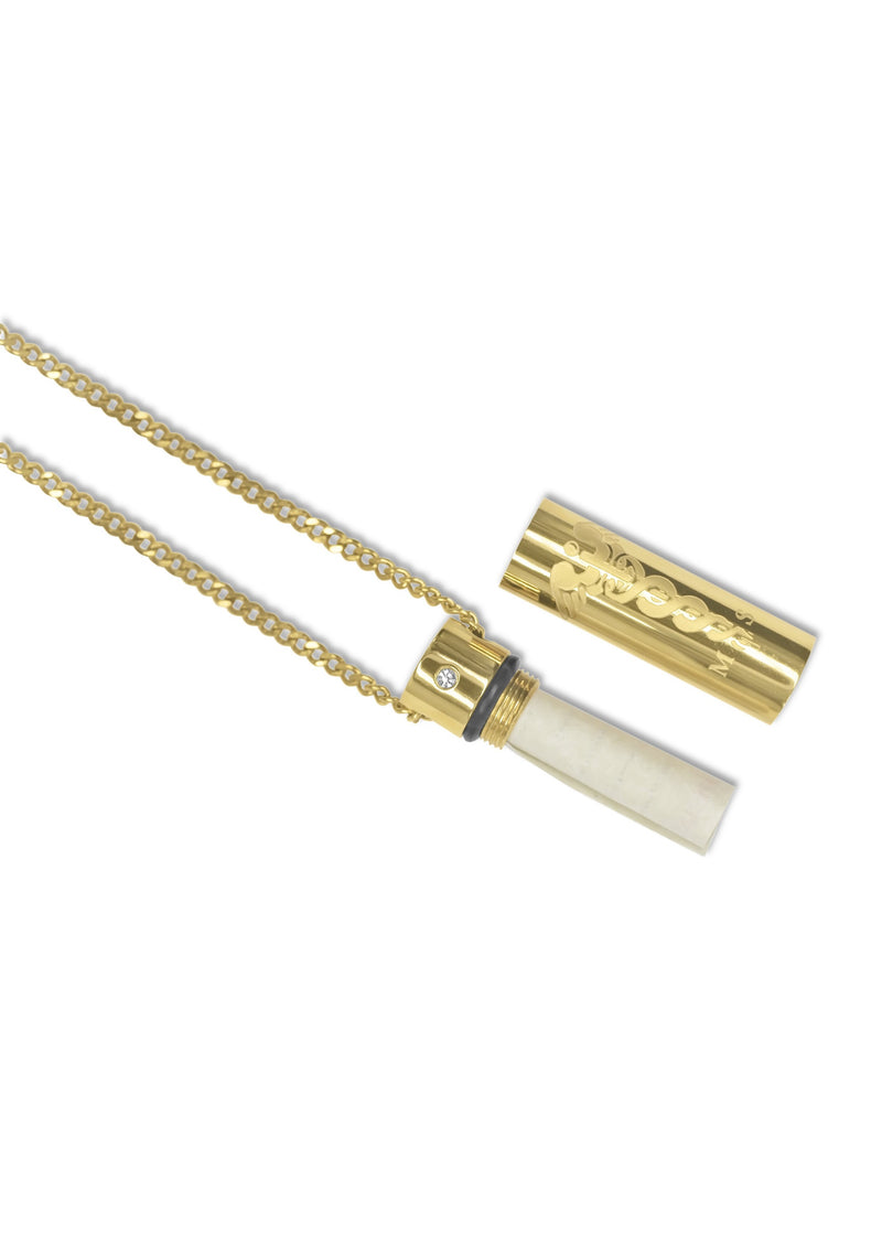 MediSafe by Arabesques Jewels. 30" Stainless Steel SOS Talisman Necklace in Gold - Medi Safe by Arabesques Jewels 