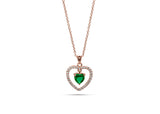 Womens May Emerald Birthstone Necklace Pendant. Sterling Silver/Rose Gold - Medi Safe by Arabesques Jewels 