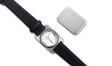 MediSafe by Arabesques. Ladies Silver Stainless Steel SOS Talisman Bracelet with black leather strap - Medi Safe by Arabesques Jewels 