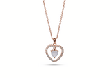 Womens June Moonstone Birthstone Necklace Pendant. Sterling Silver/Rose Gold